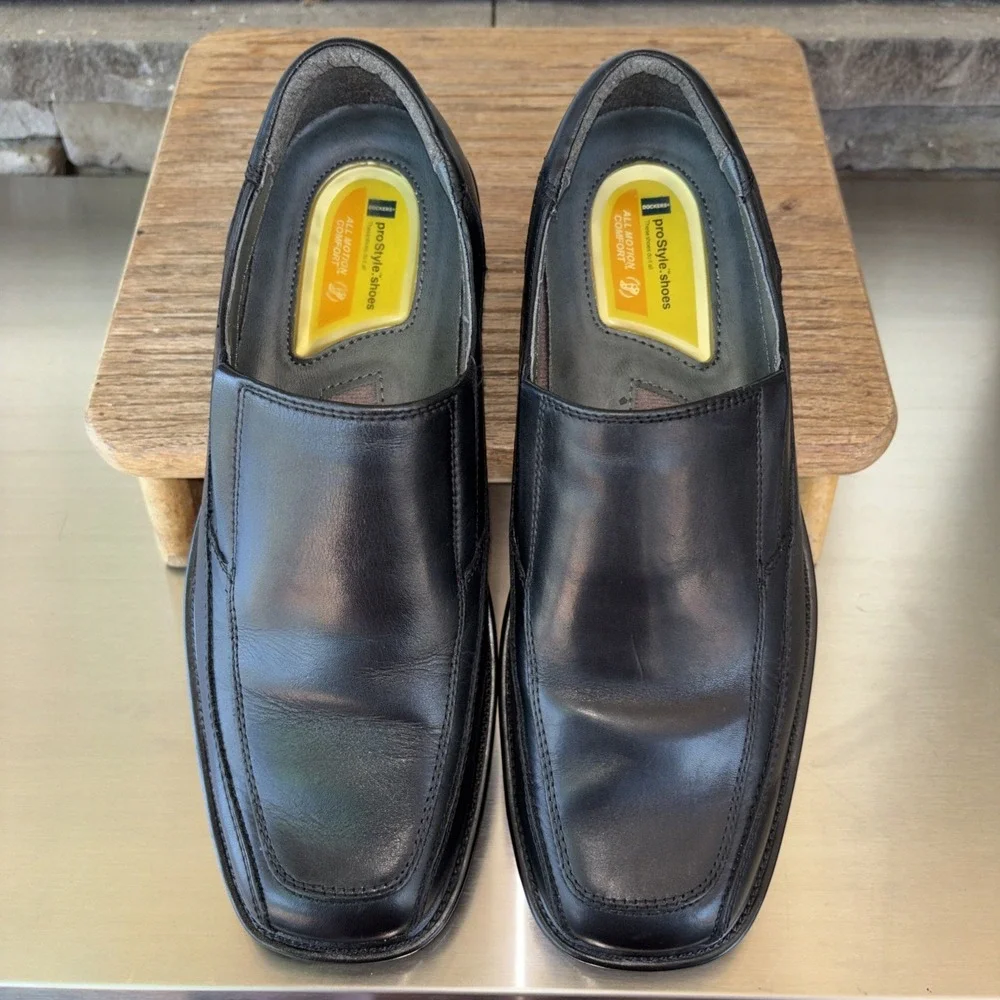 Dockers Refurbished Pro Style All Comfort Black Leather Shoes 090-3184 Men's 9.5